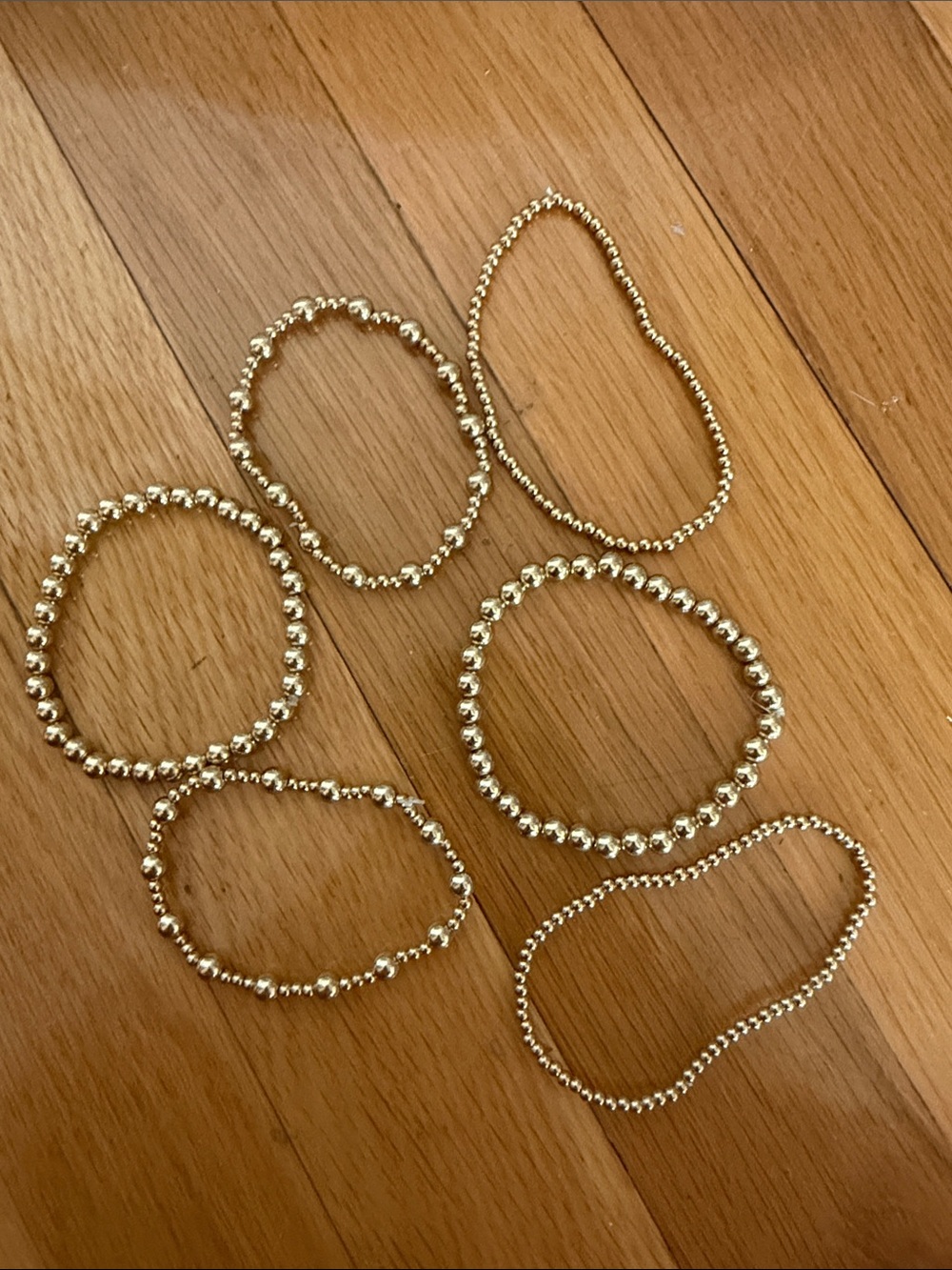 Gold Beaded Stretch Bracelet Set for Women
